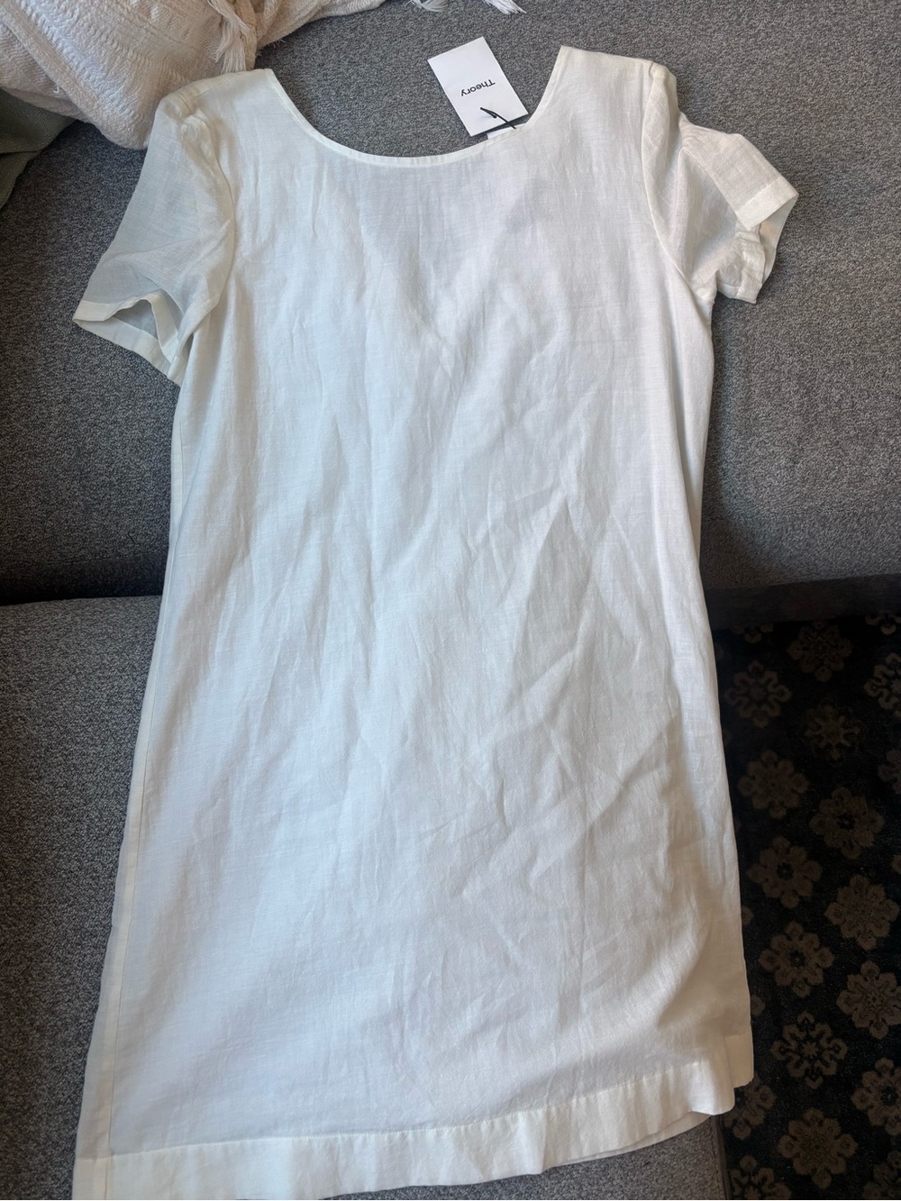 Theory White Button-Back V Dress